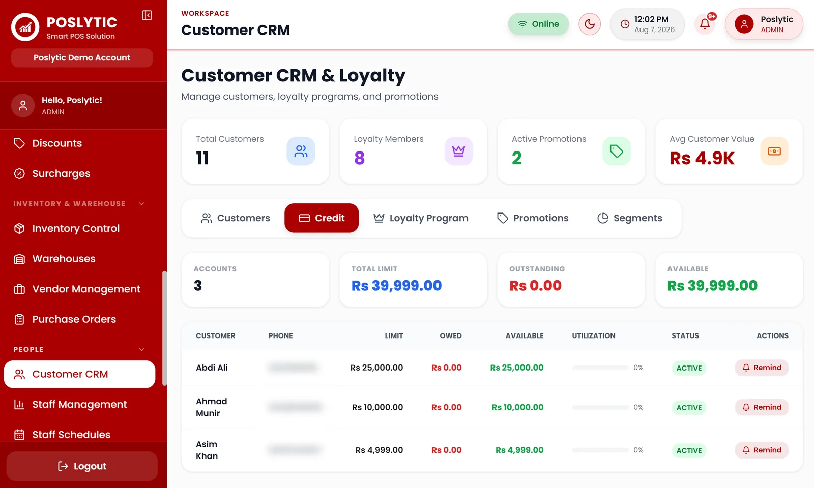 Poslytic customer CRM