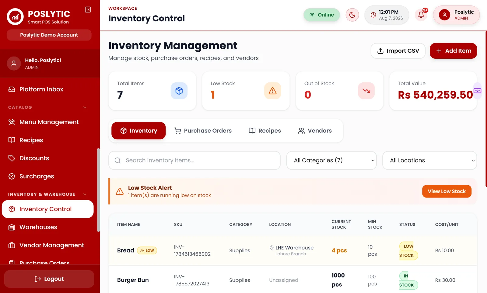 Poslytic inventory management