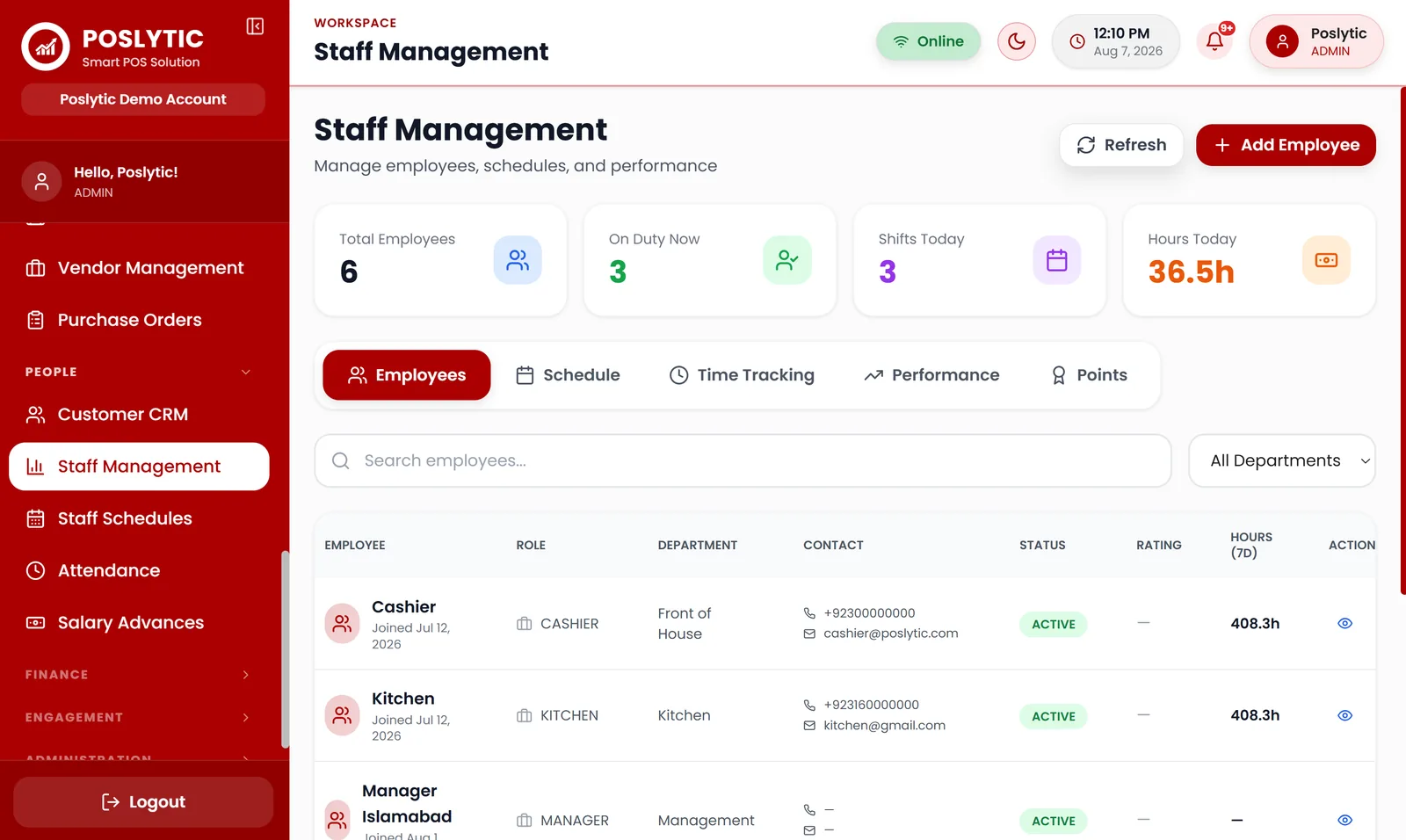 Poslytic staff management